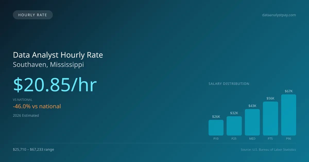 Data Analyst Hourly Rate in Southaven, MS — 2026 est., based on 2025 BLS