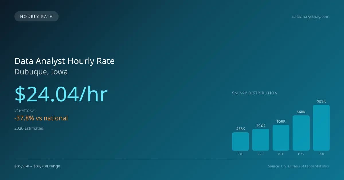 Data Analyst Hourly Rate in Dubuque, IA — 2026 est., based on 2025 BLS