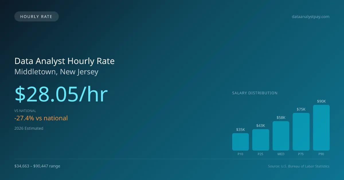 Data Analyst Hourly Rate in Middletown, NJ — 2026 est., based on 2025 BLS