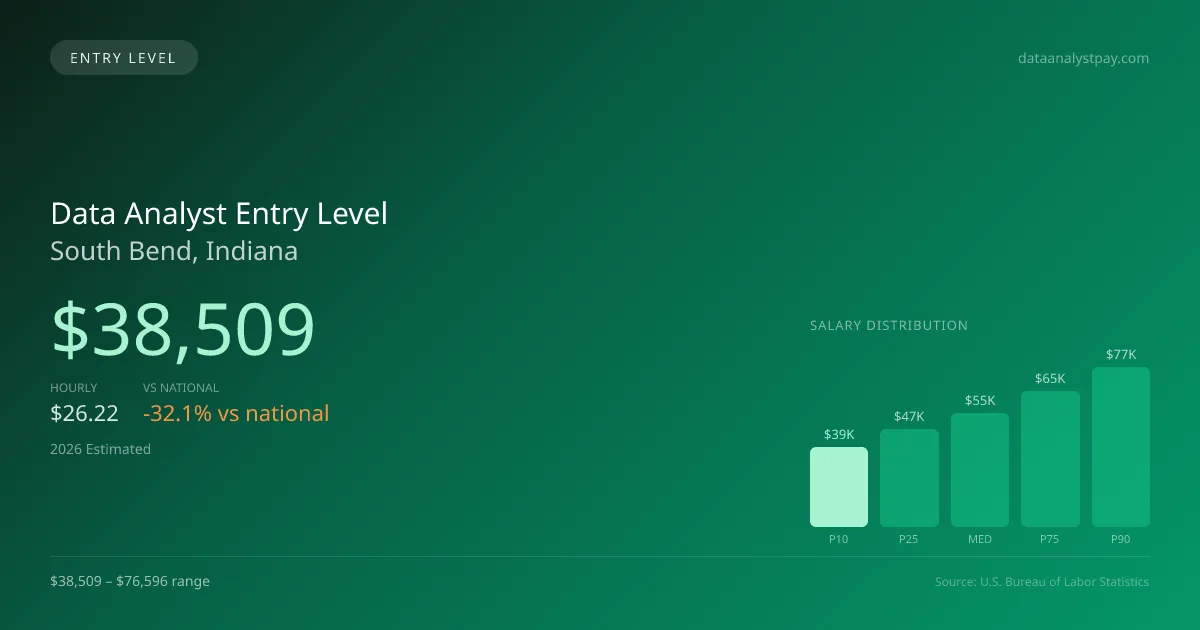 Data Analyst Entry Level Salary in South Bend, IN — 2026 est., based on 2025 BLS