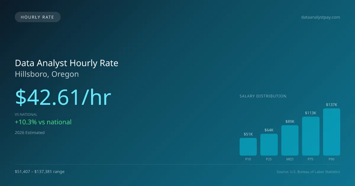 Data Analyst Hourly Rate in Hillsboro, OR — 2026 est., based on 2025 BLS