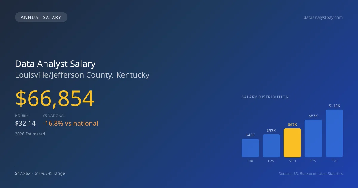 Data Analyst Salary in Louisville/Jefferson County, KY — 2026 est., based on 2025 BLS